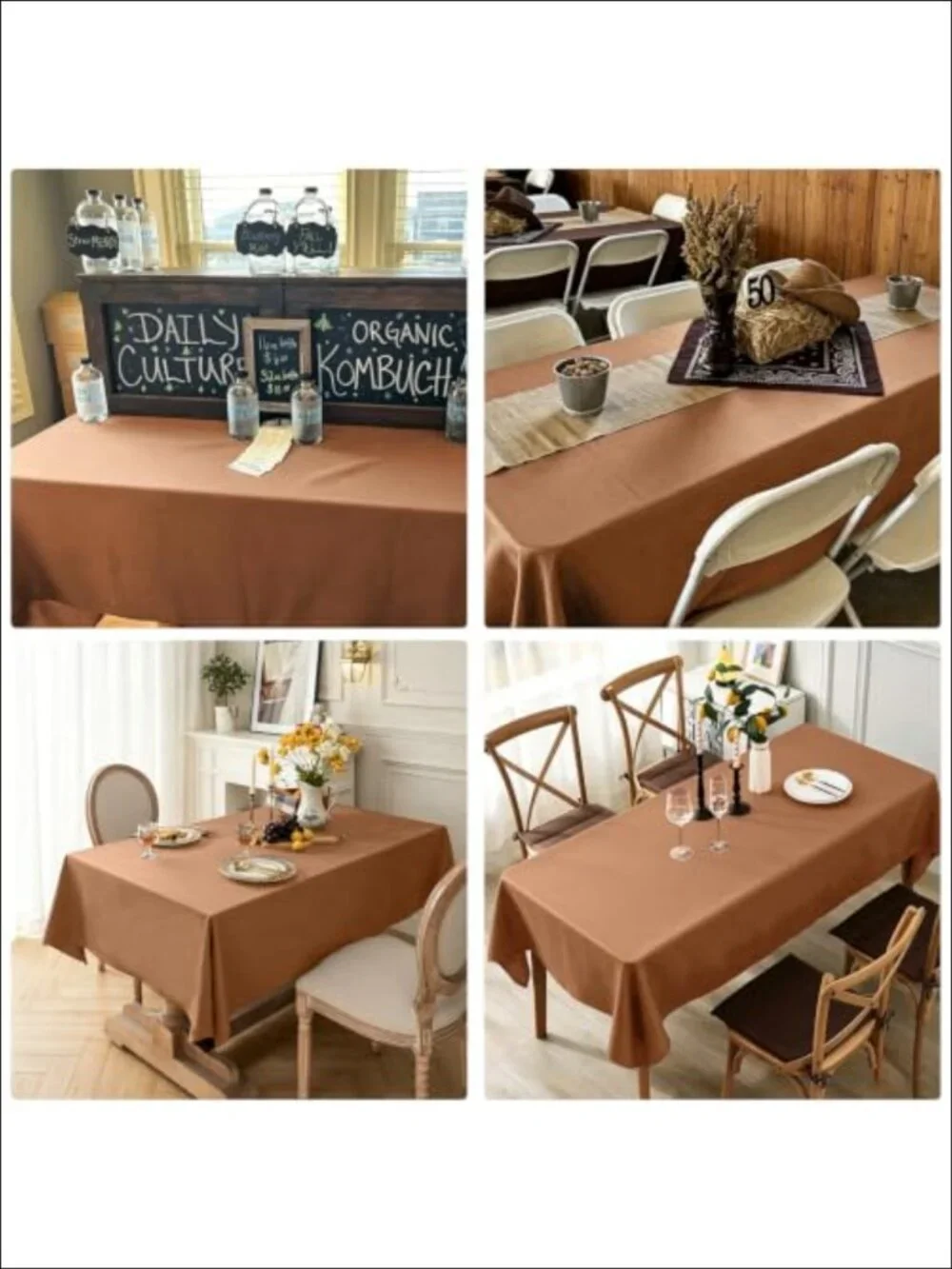 4 Pack Rectangle Tablecloth 60x102 Washable Polyester Table Cover Dining